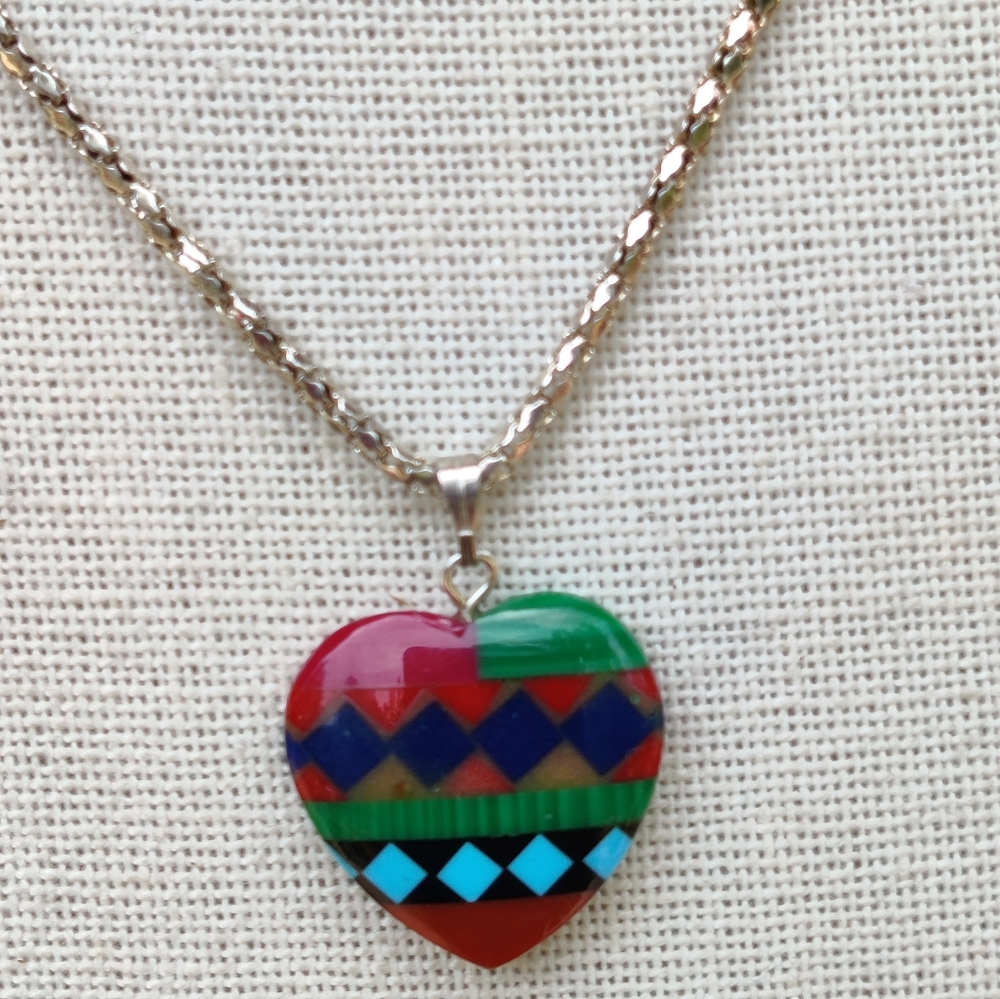 Vintage mosaic heart necklace